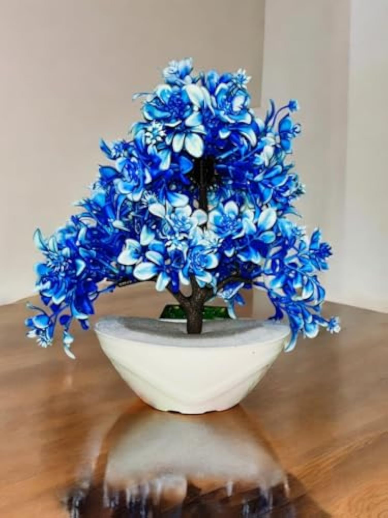 Artificial Bonsai Tree with Blue and White Flowers